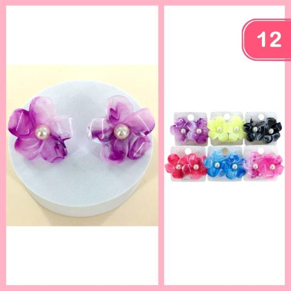 ACRYLIC FLOWER POST EARRING (12 UNITS)