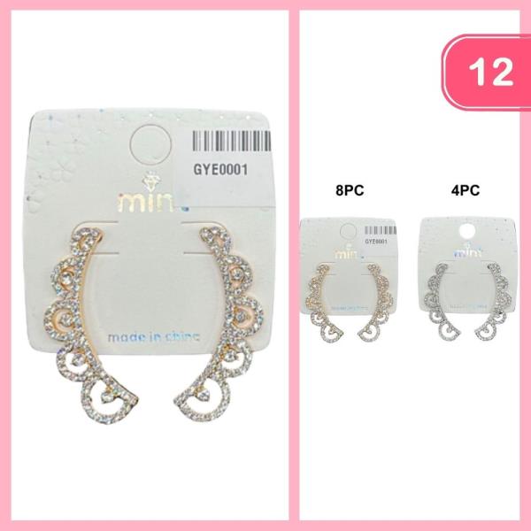 RHINESTONE CURVED EARRINGS (12 UNITS)