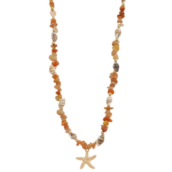 STARFISH CHARM BEADED NECKLACE