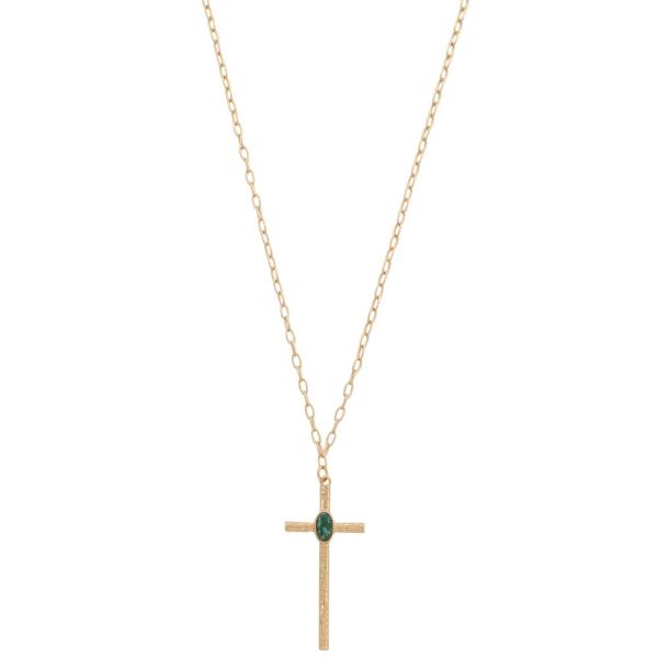 CROSS CRYSTAL METAL NECKLACE