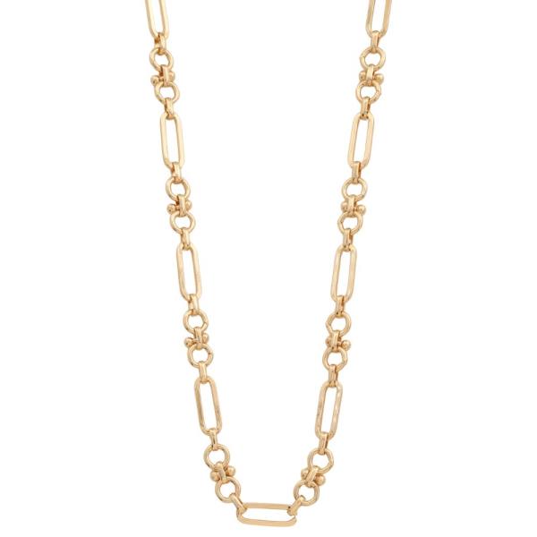 OVAL CIRCLE LINK METAL NECKLACE