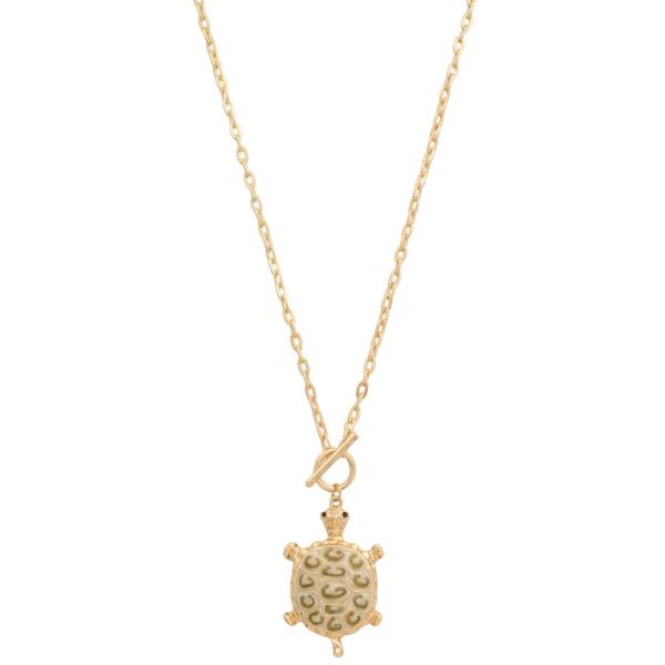 TURTLE PENDANT TOGGLE CLASP METAL NECKLACE