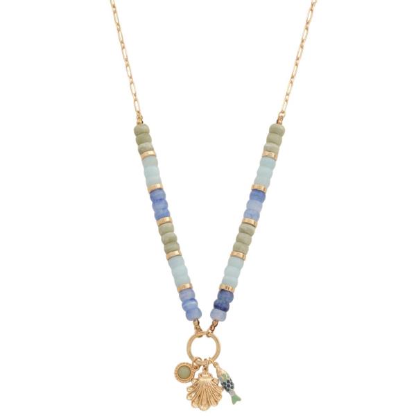 MULTI SEA LIFE CHARM BEADED NECKLACE