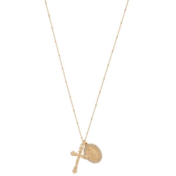 CROSS RELIGIOUS CHARM METAL NECKLACE