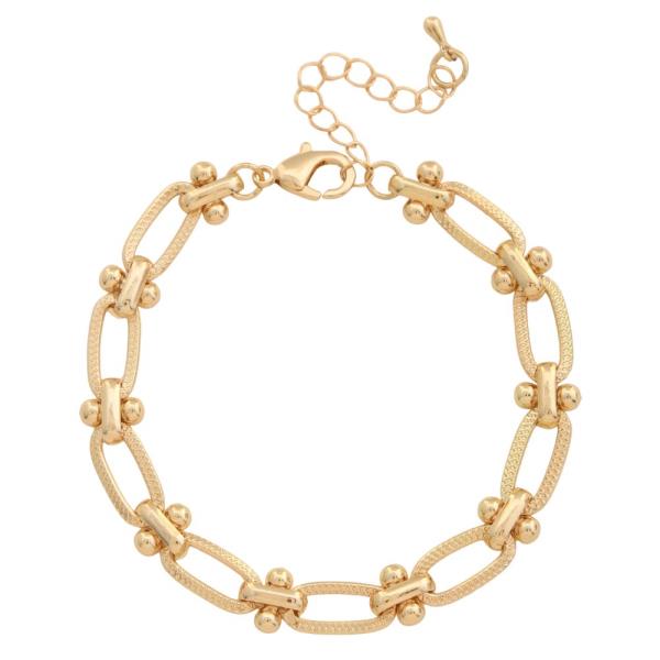 OVAL BALL BEAD LINK METAL BRACELET