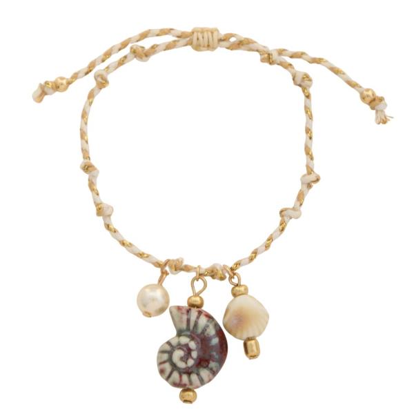 SEASHELL CHARM BRAIDED LINK BRACELET