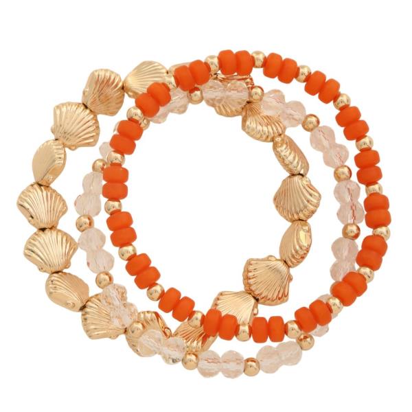 SEASHELL CHARM BEADED BRACELET SET