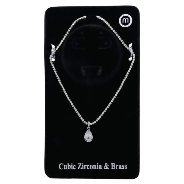 TEARDROP CZ DANGLE NECKLACE