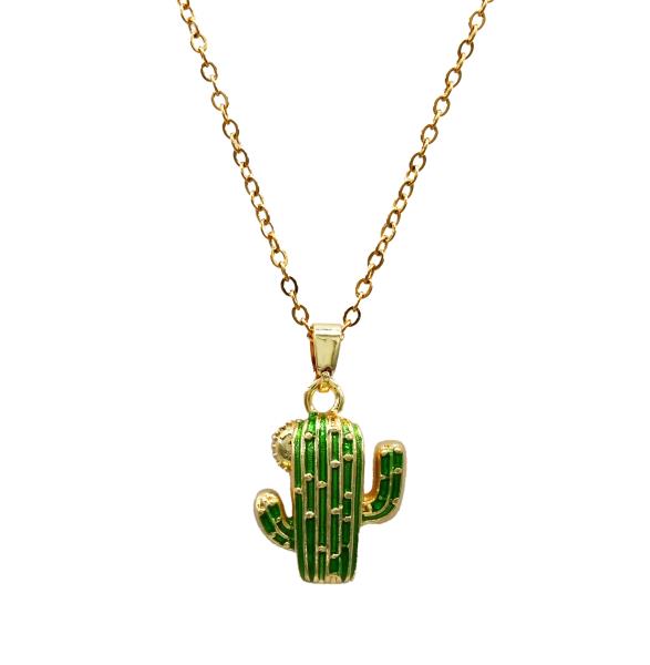 CACTUS STAINLESS STEEL PENDANT NECKLACE