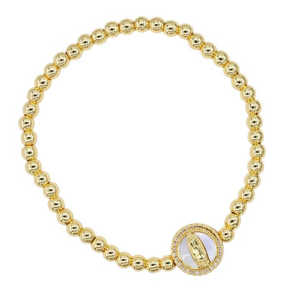 MOP GUADALUPE STAINLESS STEEL STRETCH BRACELET