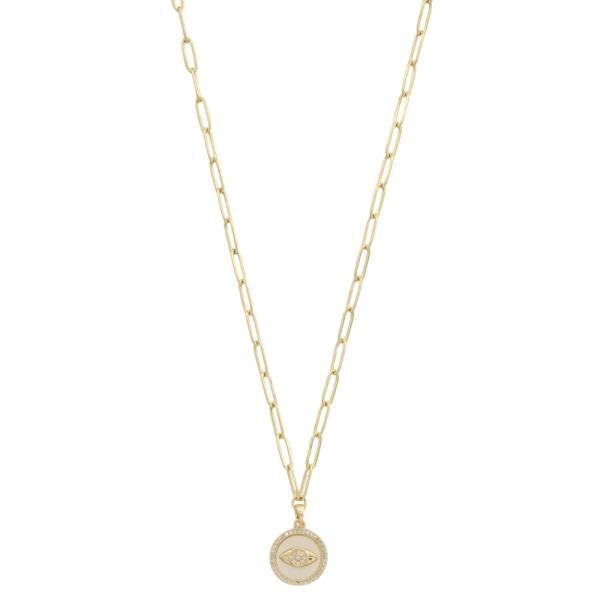 STAINLESS STEEL CZ EVIL EYE PENDANT NECKLACE