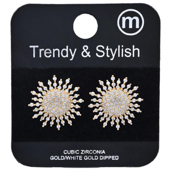 BRASS CZ SNOW FLOWER POST EARRING