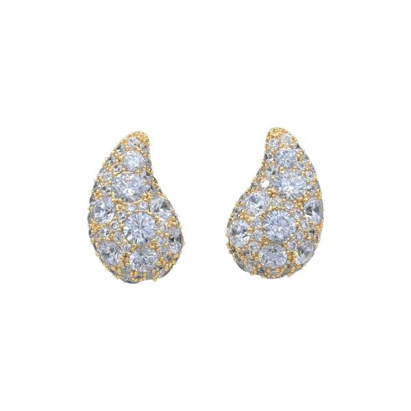 BRASS TEARDROP CZ EARRING