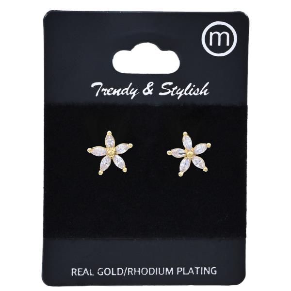 STAR CZ BRASS POST EARRING