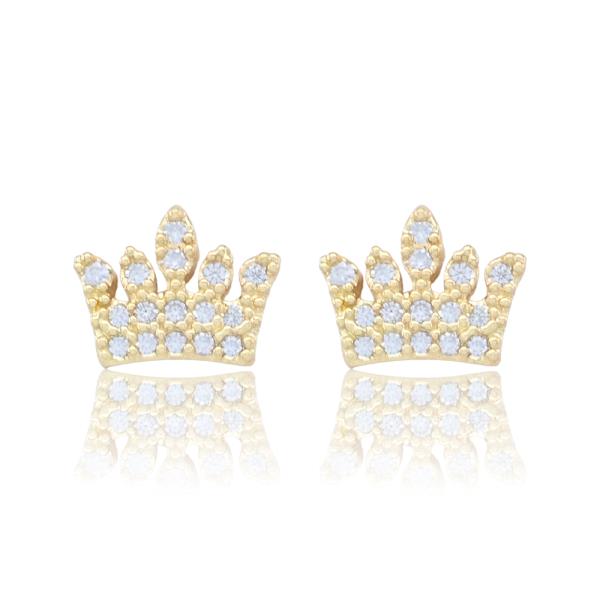 CROWN CZ HALO STUD EARRING