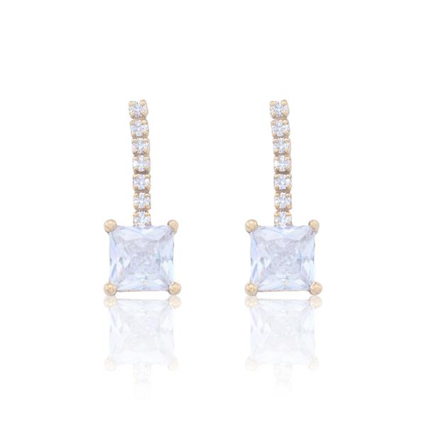 SQUARE DANGLE CZ EARRING