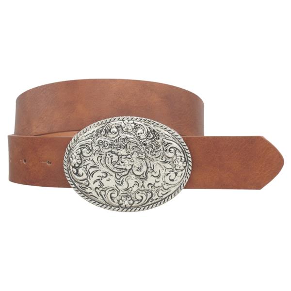 SWIRL FLOWER RS ACCENT ROPE TRIM OVAL BUCKLE BELT