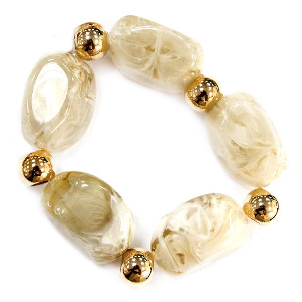 OVAL RESIN BEAD BALL STRETCH BRACELET
