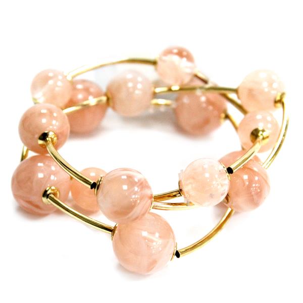 ROUND BEAD WIRE WRAP STRETCH BRACELET SET