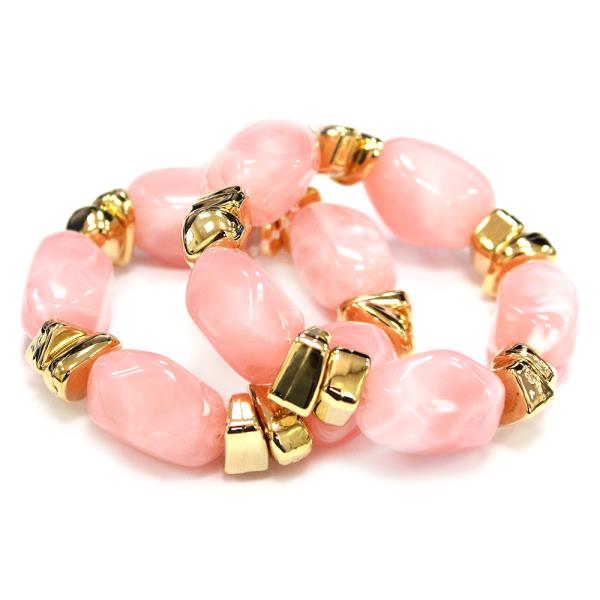 OVAL RESIN BEAD STRETCH BRACELET SET