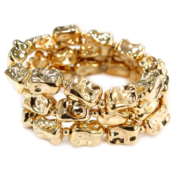 TEXTURED METAL MULTI ROW STRETCH BRACELET SET