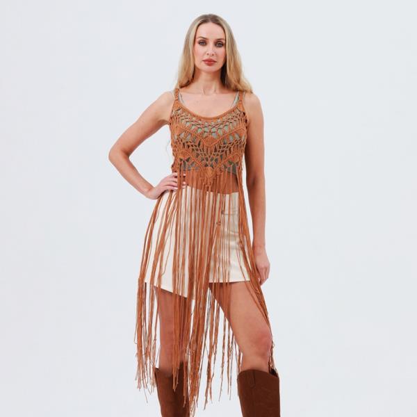 LONG TASSEL FRINGE CROCHET KIMONO - BOLD STYLING STATEMENT