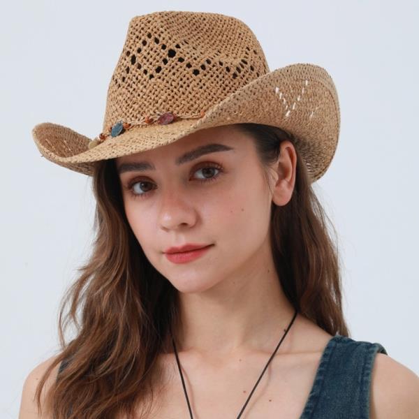 WOVEN WIDE BRIM COWBOY HAT – TEXTURED WESTERN LOOK