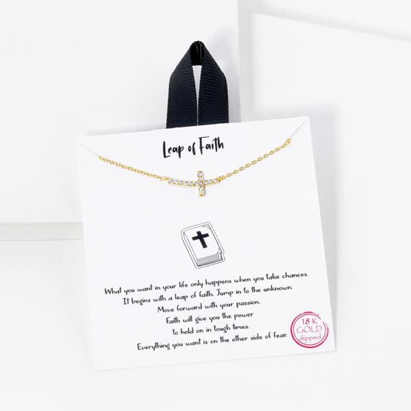 18K GOLD RHODIUM LEAP OF FAITH CROSS PENDANT NECKLACE