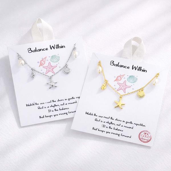 18K GOLD RHODIUM BALANCE WITHIN SEA LIFE CHARM NECKLACE