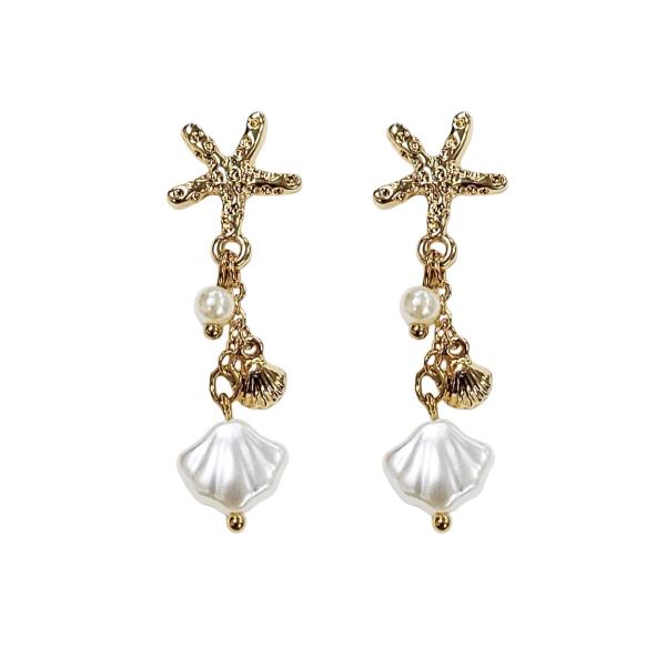 STARFISH SEASHELL DROP EARRING