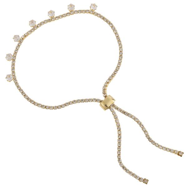 CZ RHINESTONE ROUND ADJUSTABLE SLIDE BRACELET