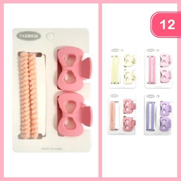 HAIR CLAW CLIP HAIR TIE SET (12 UNITS)