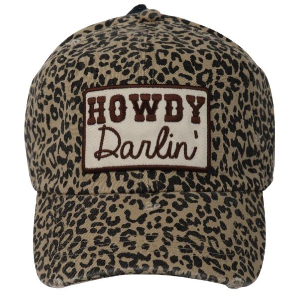 HOWDY DARLIN` EMBROIDERY PATCH IN LEOPARD BASEBALL CAP