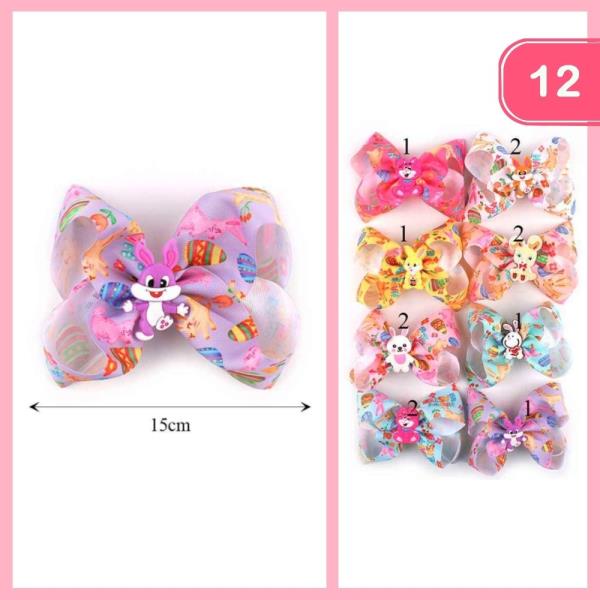 RIBBON EASTER HAIR BOW (12 UNITS)