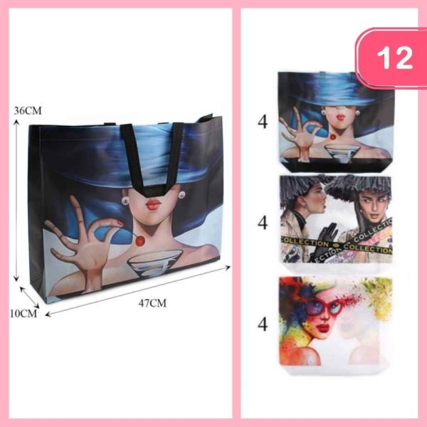 FASHION REUSABLE TOTE BAG (12 UNITS)