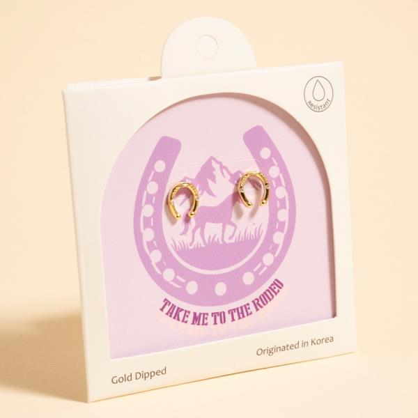 WATER RESISTANT ORSESHOE SHAPED GOLD-DIPPED POST EARRING WATER RESISTANT