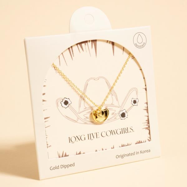 COWBOY HAT SHAPED GOLD-DIPPED PENDANT SHORT NECKLACE WATER RESISTANT