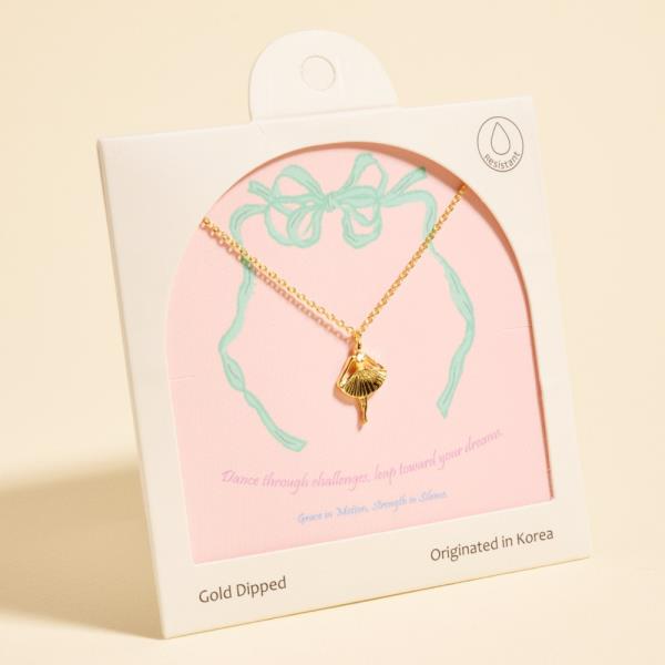BALLERINA SHAPED GOLD-DIPPED PENDANT SHORT NECKLACE WATER RESISTANT