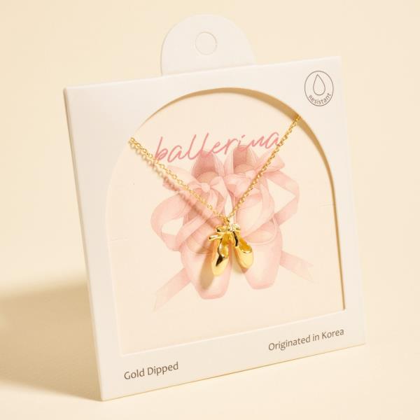 BALLET SHOES SHAPED GOLD-DIPPED PENDANT SHORT NECKLACE WATER RESISTANT