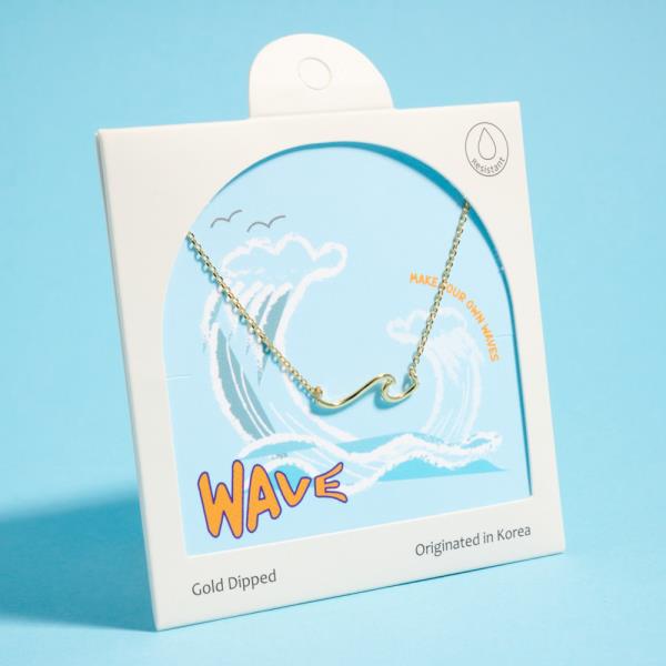 WATER RESISTANT WAVE SHAPED GOLD-DIPPED PENDANT SHORT NECKLACE