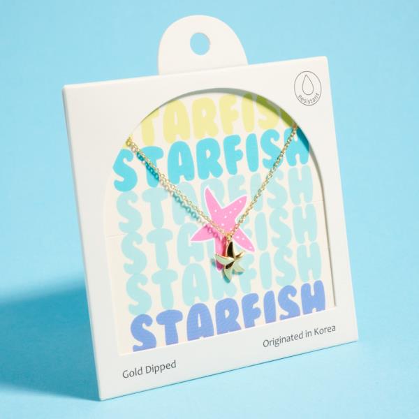 WATER RESISTANT STARFISH SHAPED GOLD-DIPPED PENDANT SHORT NECKLACE WATER RESISTANT