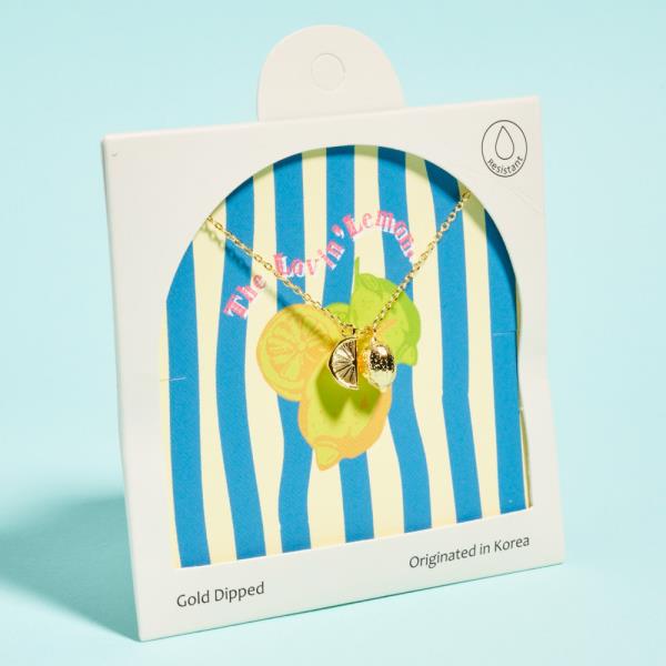 LEMON SHAPED GOLD-DIPPED PENDANT SHORT NECKLACE
