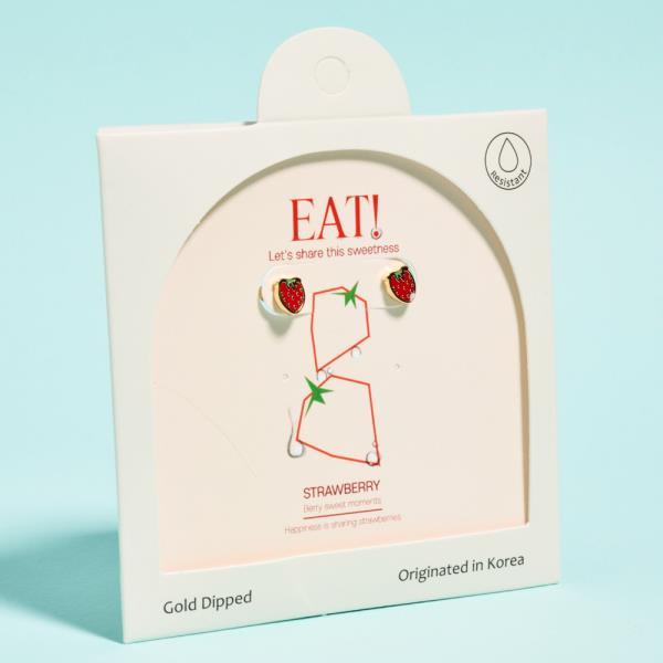 STRAWBERRY SHAPED GOLD-DIPPED 925 SILVER POST EARRING WATER RESISTANT