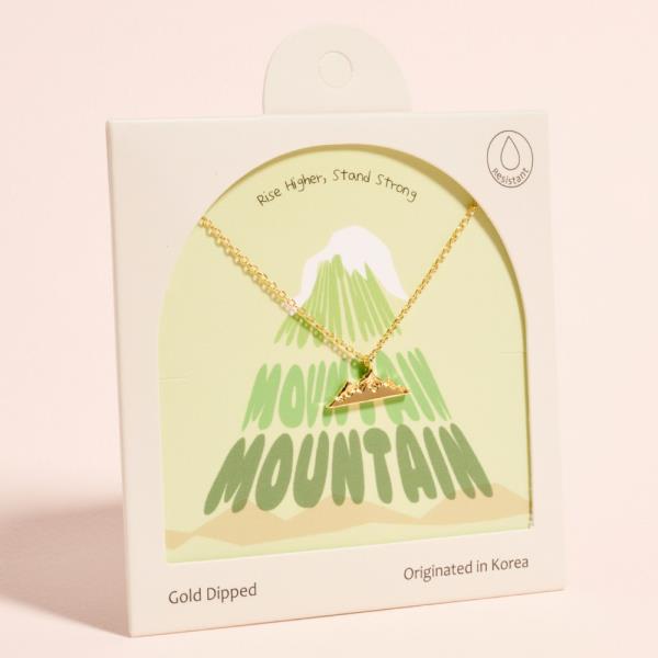 MOUNTAIN SHAPED GOLD-DIPPED PENDANT SHORT NECKLACE WATER RESISTANT