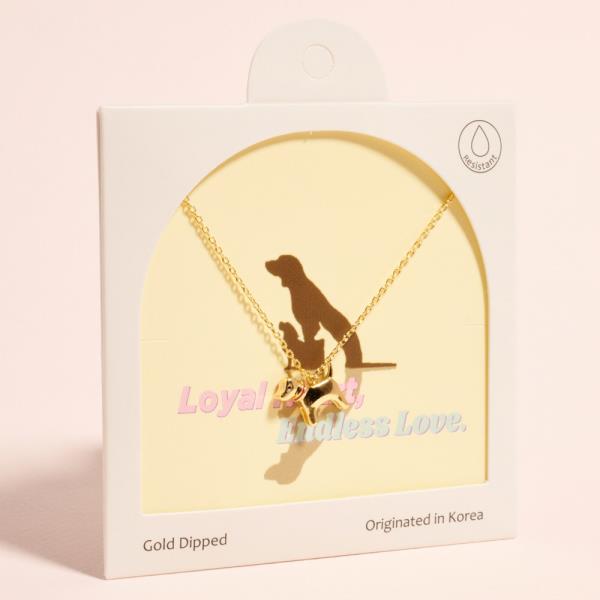 DOG SHAPED GOLD-DIPPED PENDANT SHORT NECKLACE WATER RESISTANT
