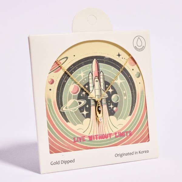 ROCKET SHAPED GOLD-DIPPED PENDANT SHORT  NECKLACE WATER RESISTANT