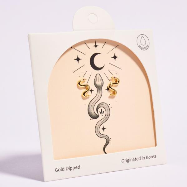 SNAKE SHAPED GOLD-DIPPED 925 SILVER POST ER