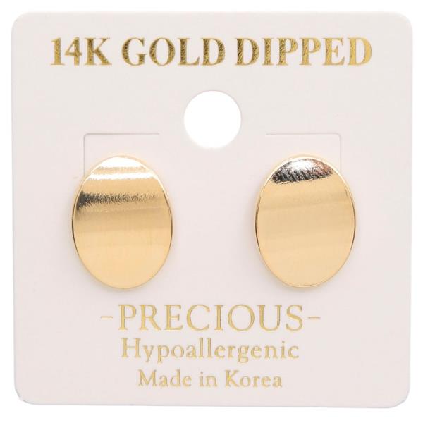14K GOLD DIPPED OVAL METAL EARRING