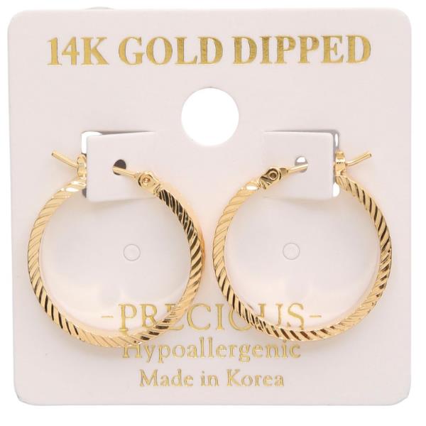 14K GOLD DIPPED TEXTURED HOOP EARRING