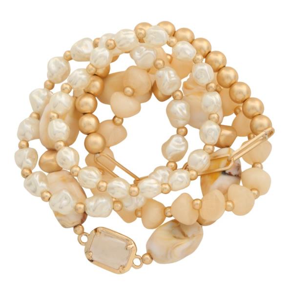 MIXED PEARL BEAD BRACELET SET